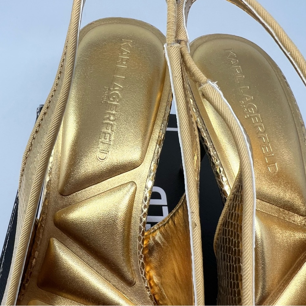 Karl Lagerfeld Gold Slingback Heels - Picture 5 of 10